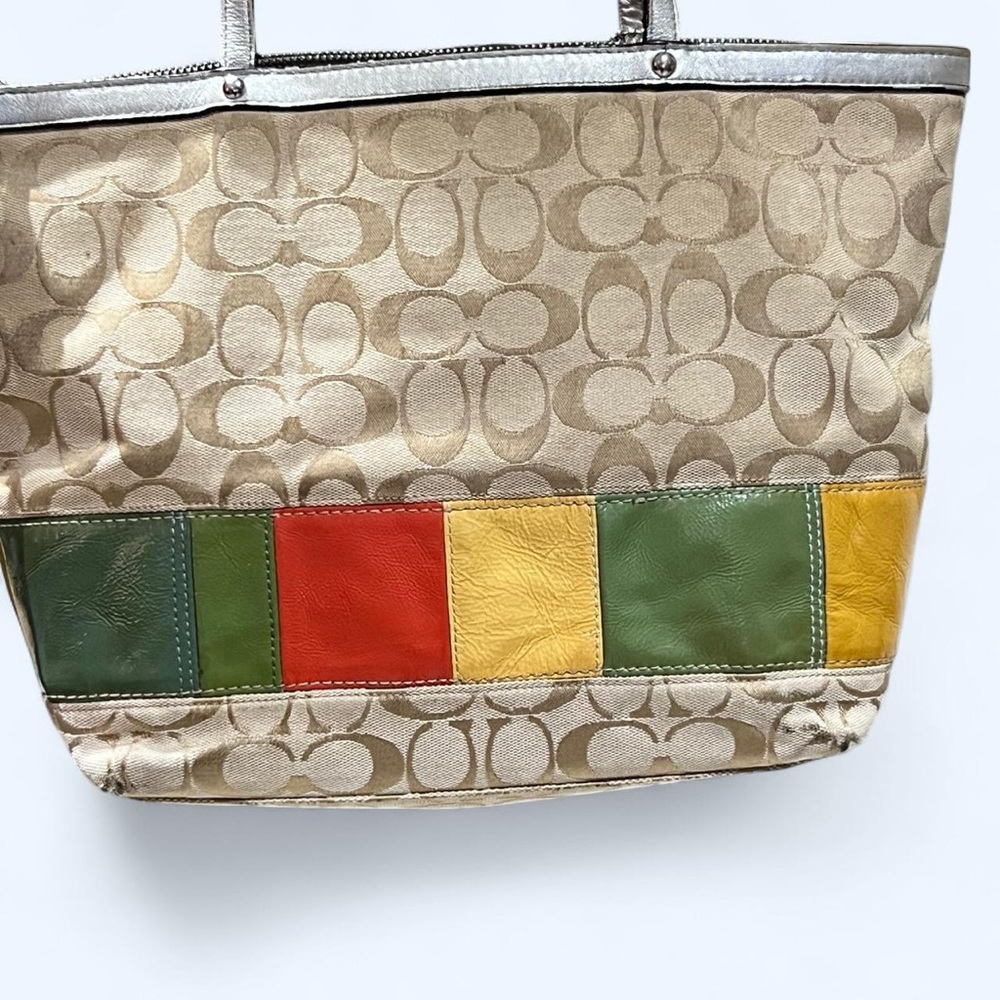 Coach Multicolor Patchwork Stripe Tote - image 2